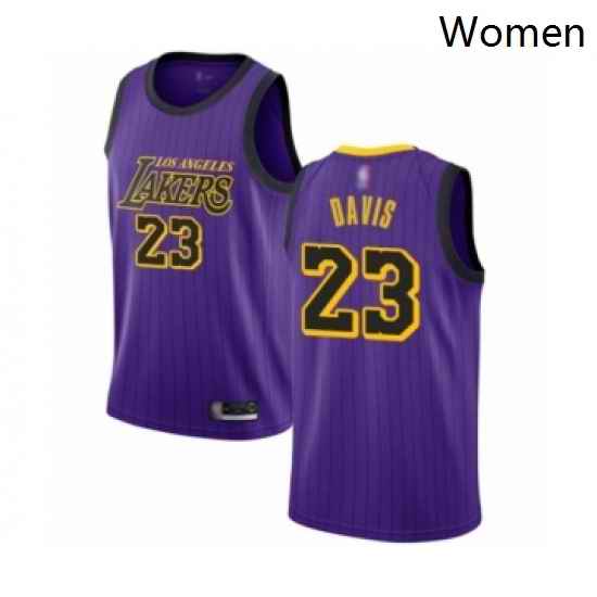 Womens Los Angeles Lakers 23 Anthony Davis Swingman Purple Basketball Jersey City Edition